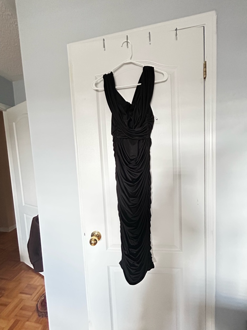 Saks Fifth Avenue Black Ruched Maxi Dress